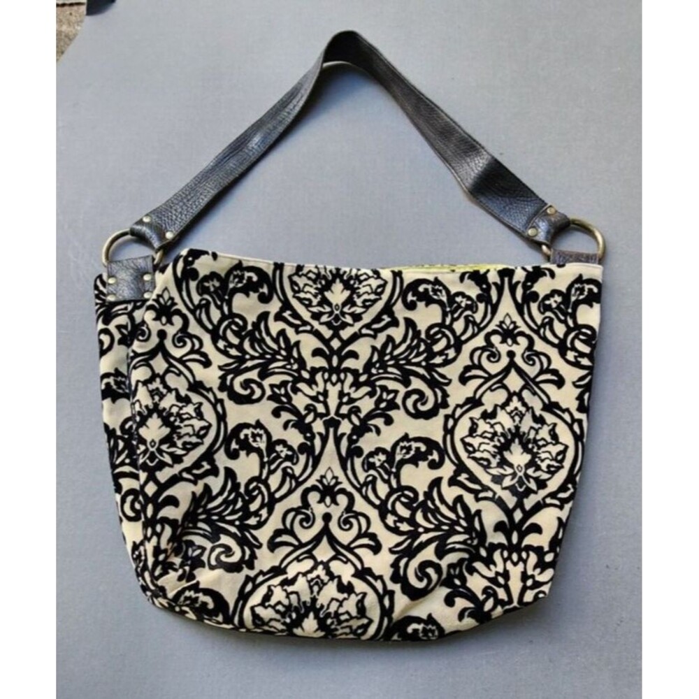 izzimo Velveteen Purse Satchel Handbag Rivet Leather Handle